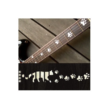 Sticker guitare touche pas de chat blanc abalone