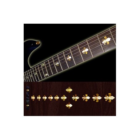 Sticker guitare touche fleur-de-lis blanc abalone