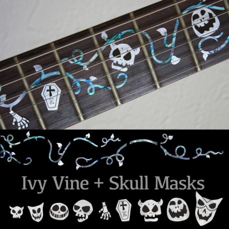 Sticker guitare touche lierre et masques