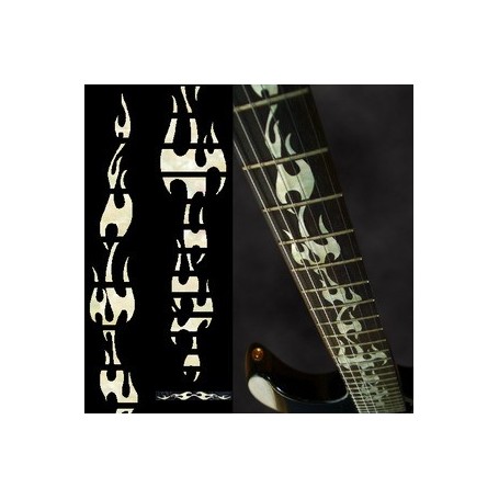 Sticker guitare touche flammes blanc abalone