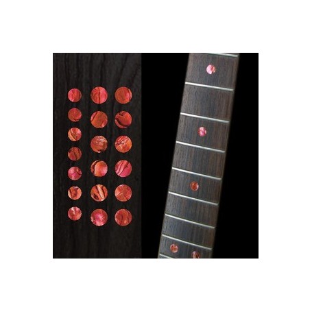 Sticker guitare touche dots 5/16" & 1/4" rouge abalone