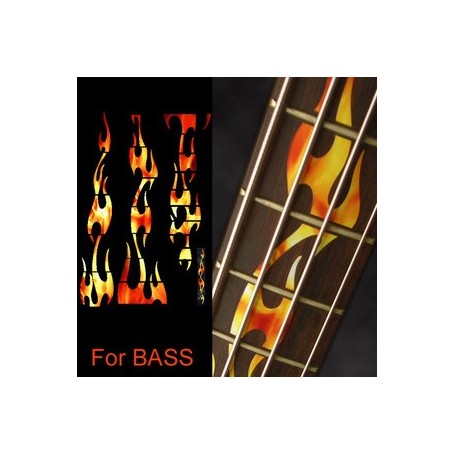 Sticker guitare touche flammes basse