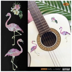 Grand sticker guitare flamants roses