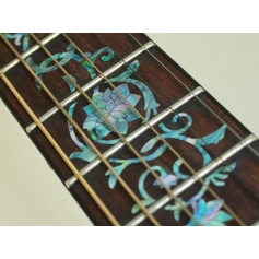 Sticker guitare touche Fleurs orientales abalone mix